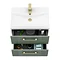 Roxbury Deco Fluted 600mm Green Vanity Unit - Wall Hung 2-Drawer Unit with Brushed Brass Handles