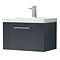 Roxbury Deco Fluted 600mm Anthracite Grey Vanity Unit - Wall Hung 1-Drawer Unit & Chrome Handle