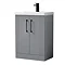 Roxbury Deco Fluted 600mm Grey Vanity Unit - Floor Standing 2 Door Unit with Basin and Matt Black Handles