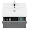 Roxbury Deco Fluted 600mm Grey Vanity Unit - Wall Hung 1-Drawer Unit & Chrome Handle