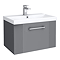Roxbury Deco Fluted 600mm Grey Vanity Unit - Wall Hung 1-Drawer Unit & Chrome Handle