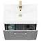 Roxbury Deco Fluted 600mm Grey Vanity Unit - Wall Hung 1-Drawer Unit & Brushed Brass Handle