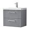 Roxbury Deco Fluted 600mm Grey Vanity Unit - Wall Hung 2-Drawer Unit & Chrome Handles