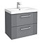 Roxbury Deco Fluted 600mm Grey Vanity Unit - Wall Hung 2-Drawer Unit & Chrome Handles