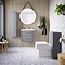Roxbury Deco Fluted 600mm Grey Vanity - Wall Hung 2-Drawer Unit with Brushed Brass Handles