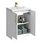 Roxbury Deco Fluted 600mm White Vanity Unit - Floor Standing 2 Door Unit with Brushed Brass Handles