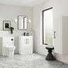 Roxbury Deco Fluted 600mm White Vanity Unit - Floor Standing 2 Door Unit with Matt Black Handles