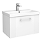 Roxbury Deco Fluted 600mm White Vanity Unit - Wall Hung 1-Drawer Unit & Chrome Handle