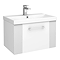 Roxbury Deco Fluted 600mm White Vanity Unit - Wall Hung 1-Drawer Unit & Chrome Handle