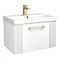 Roxbury Deco Fluted 600mm White Vanity Unit - Wall Hung 1-Drawer Unit & Brushed Brass Handle