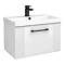 Roxbury Deco Fluted 600mm White Vanity Unit - Wall Hung 1-Drawer Unit & Matt Black Handle