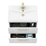 Roxbury Deco Fluted 600mm White Vanity Unit - Wall Hung 2-Drawer Unit with Brushed Brass Handles