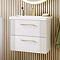 Roxbury Deco Fluted 600mm White Vanity Unit - Wall Hung 2-Drawer Unit with Brushed Brass Handles