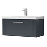 Roxbury Deco Fluted 800mm Anthracite Grey Vanity Unit - Wall Hung 1 Drawer Unit & Chrome Handle