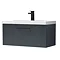 Roxbury Deco Fluted 800mm Anthracite Grey Vanity Unit - Wall Hung 1-Drawer Unit & Matt Black Handle