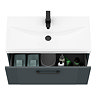 Roxbury Deco Fluted 800mm Anthracite Grey Vanity Unit - Wall Hung 1-Drawer Unit & Matt Black Handle