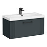 Roxbury Deco Fluted 800mm Anthracite Grey Vanity Unit - Wall Hung 1-Drawer Unit & Matt Black Handle