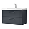 Roxbury Deco Fluted 800mm Anthracite Grey Vanity Unit - Wall Hung 2-Drawer Unit & Chrome Handles