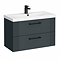 Roxbury Deco Fluted 800mm Anthracite Grey Vanity Unit - Wall Hung 2-Drawer Unit & Matt Black Handles