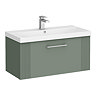 Roxbury Deco Fluted 800mm Green Vanity Unit - Wall Hung 1 Drawer Unit & Chrome Handle