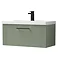 Roxbury Deco Fluted 800mm Green Vanity Unit - Wall Hung 1-Drawer Unit & Matt Black Handle