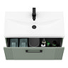 Roxbury Deco Fluted 800mm Green Vanity Unit - Wall Hung 1-Drawer Unit & Matt Black Handle