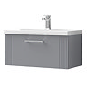 Roxbury Deco Fluted 800mm Grey Vanity Unit - Wall Hung 1-Drawer Unit & Chrome Handle
