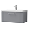 Roxbury Deco Fluted 800mm Grey Vanity Unit - Wall Hung 1-Drawer Unit & Chrome Handle