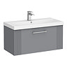 Roxbury Deco Fluted 800mm Grey Vanity Unit - Wall Hung 1-Drawer Unit & Chrome Handle