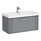 Roxbury Deco Fluted 800mm Grey Vanity Unit - Wall Hung 1-Drawer Unit & Chrome Handle