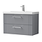 Roxbury Deco Fluted 800mm Grey Vanity Unit - Wall Hung 2-Drawer Unit & Chrome Handles