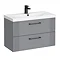 Roxbury Deco Fluted 800mm Grey Vanity Unit - Wall Hung 2-Drawer Unit & Matt Black Handles