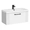 Roxbury Deco Fluted 800mm White Vanity Unit - Wall Hung 1-Drawer Unit & Matt Black Handle