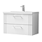 Roxbury Deco Fluted 800mm White Vanity Unit - Wall Hung 2-Drawer Unit & Chrome Handles