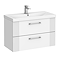 Roxbury Deco Fluted 800mm White Vanity Unit - Wall Hung 2-Drawer Unit & Chrome Handles