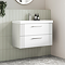 Roxbury Deco Fluted 800mm White Vanity Unit - Wall Hung 2-Drawer Unit & Chrome Handles