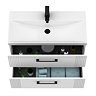 Roxbury Deco Fluted 800mm White Vanity Unit - Wall Hung 2-Drawer Unit & Matt Black Handles