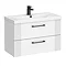 Roxbury Deco Fluted 800mm White Vanity Unit - Wall Hung 2-Drawer Unit & Matt Black Handles