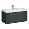 Roxbury Deco Fluted 800mm Anthracite Grey Vanity Unit - Wall Hung 1-Drawer Unit & Brushed Brass Handle