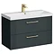 Roxbury Deco Fluted 800mm Anthracite Grey Vanity Unit - Wall Hung 2-Drawer Unit & Brushed Brass Handles