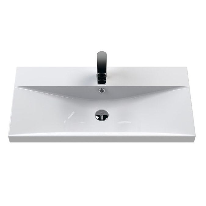 Roxbury Deco Fluted 800mm Blue Vanity Unit - Wall Hung 2-Drawer Unit & Chrome Handles