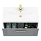 Roxbury Deco Fluted 800mm Grey Vanity Unit - Wall Hung 1-Drawer Unit & Brushed Brass Handle