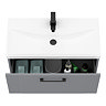 Roxbury Deco Fluted 800mm Grey Vanity Unit - Wall Hung 1-Drawer Unit & Matt Black Handle