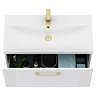 Roxbury Deco Fluted 800mm White Vanity Unit - Wall Hung 1-Drawer Unit & Brushed Brass Handle
