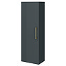 Roxbury Deco Fluted Anthracite Grey Wall Hung Tall Storage Cabinet with Brushed Brass Handle