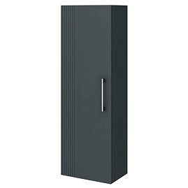 Roxbury Deco Fluted Anthracite Grey Wall Hung Tall Storage Cabinet With Chrome Handle