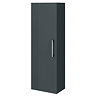Roxbury Deco Fluted Anthracite Grey Wall Hung Tall Storage Cabinet With Chrome Handle