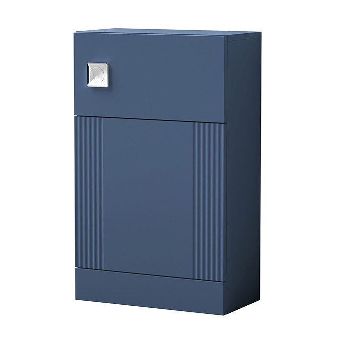 Roxbury Deco Fluted Blue Floorstanding Vanity Unit + Toilet Package (Chrome Flush & Handles)