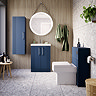 Roxbury Deco Fluted Vanity Unit & Toilet Set – Blue, Floorstanding, Chrome Flush & Handles