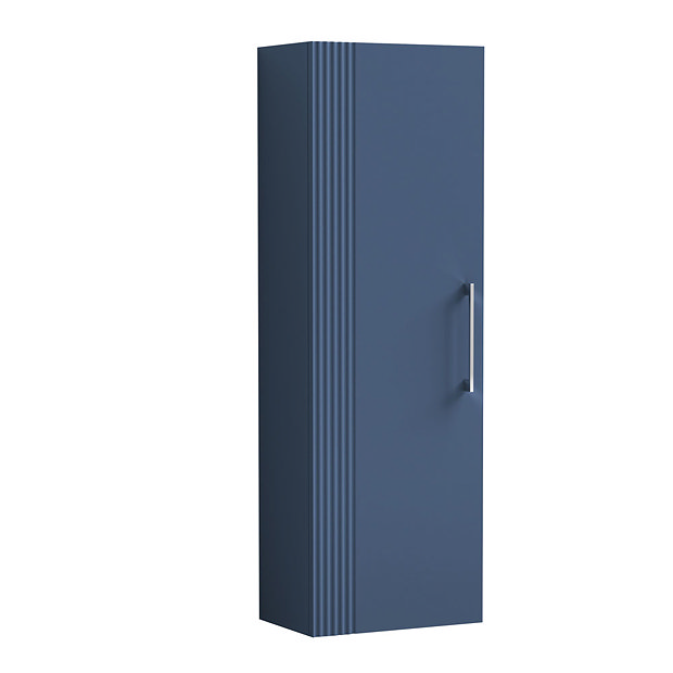 Roxbury Deco Fluted Satin Blue Wall Hung Tall Storage Cabinet with ...